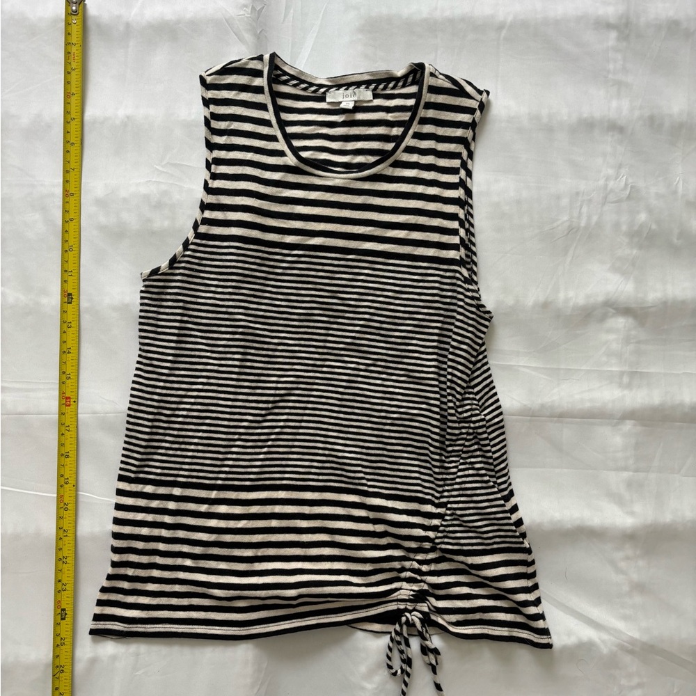 Joie Black & White Striped Sleeveless Tank with Side Tie Detail